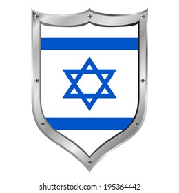 Israel flag button on a white background. Vector illustration.