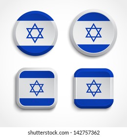 Israel flag buttons, vector illustration