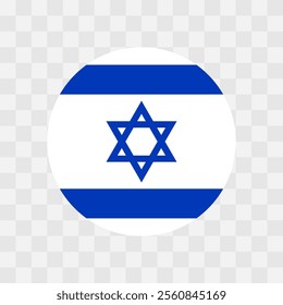 Israel flag - circle vector flag isolated on checkerboard transparent background