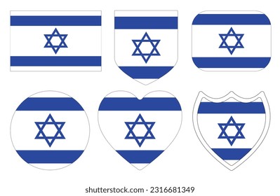 Israel Flag in design shape set. Flag of Israel in design shape set.