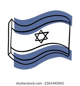 Israel flag doodle. Hanukkah. Symbol of Israel