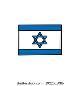Israel flag in drawing style isolated vector. Hand drawn object illustration for your presentation, teaching materials or others.