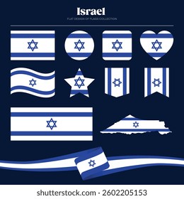Israel flag flat design of flags stationery shape collection
