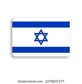 Israel flag - flat vector rectangle with rounded corners and dropped shadow.