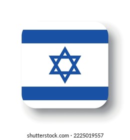 Israel flag - flat vector square with rounded corners and dropped shadow.