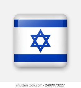 Israel flag glass icon. Square vector element with shadow. Best for mobile apps, UI and web design.