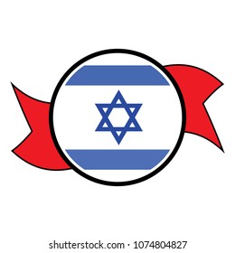 Israel flag in glossy round button of icon. flag logo of Israel emblem isolated on white background, Israel national concept sign, Vector illustration.