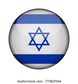 israel Flag in glossy round button of icon. israel emblem isolated on white background. National concept sign. Independence Day. Vector illustration.
