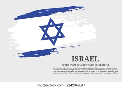 Israel flag grunge brush and text poster, vector