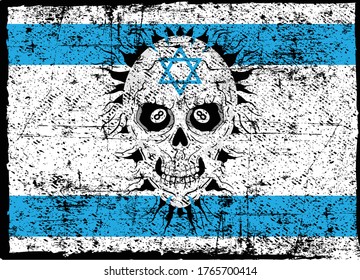 Israel flag and grunge skull