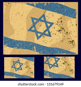 Israel flag with grunge style, retro series. White vector