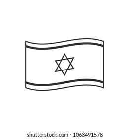 Israel flag icon in black flat outline design. Israel Independence Day holiday concept.