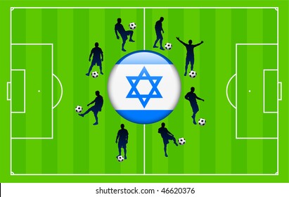 Israel Flag Icon Internet Button with Soccer Match Original Vector Illustration