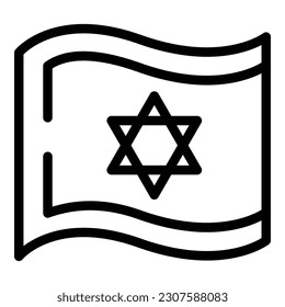 Israel flag icon outline vector. Jewish star. Religion holiday