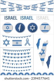 Israel flag icon set vector isolated on a white background.