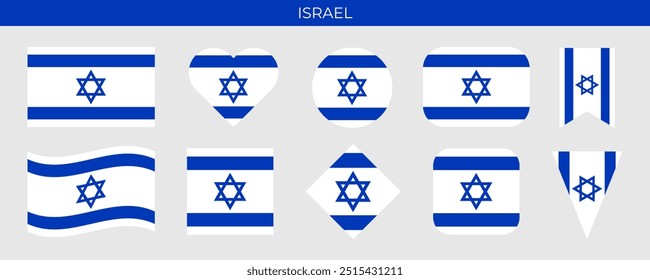 Conjunto de iconos de bandera de Israel Ilustración vectorial. Plantilla de diseño