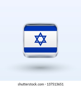Israel flag icon square form on gray background. Vector illustration.