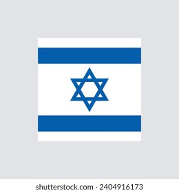 Israel flag. Flag icon. Standard color. A square flag. Square icon. Computer illustration. Digital illustration. Vector illustration.