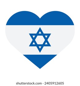 Bandera de Israel. Icono de marca. Color estándar. Bandera del corazón. El icono del corazón. Ilustración del equipo. Ilustración digital. Ilustración vectorial.