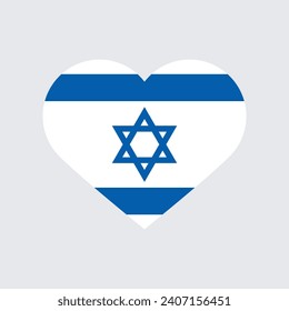 Israel flag. Flag icon. Standard color. Heart flag. The heart icon. Computer illustration. Digital illustration. Vector illustration.