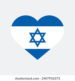 Bandera de Israel. Icono de marca. Color estándar. Bandera del corazón. El icono del corazón. Ilustración del equipo. Ilustración digital. Ilustración vectorial.