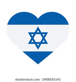 Bandera de Israel. Icono de marca. Color estándar. Bandera del corazón. El icono del corazón. Ilustración del equipo. Ilustración digital. Ilustración vectorial.