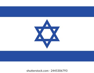 Israel flag. Flag icon. Standard color. Standard size. A rectangular flag. Computer illustration. Digital illustration. Vector illustration.