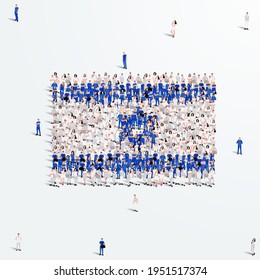 Israel Flag. A large group of people form to create the shape of the Israeli flag. Vector Illustration.