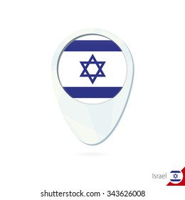 Israel flag location map pin icon on white background. Vector Illustration.