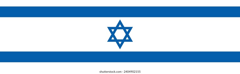 Israel flag. A long banner. Standard color. A rectangular flag. Computer illustration. Flag icon. Digital illustration. Vector illustration.