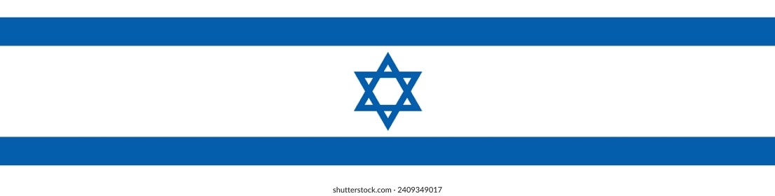 Israel flag. A long banner. Standard color. A rectangular flag. Computer illustration. Flag icon. Digital illustration. Vector illustration.