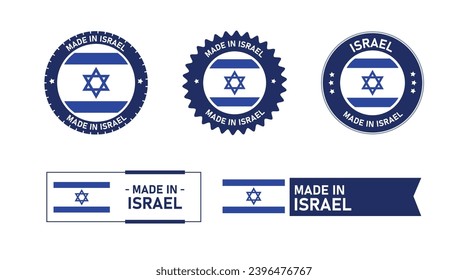 Israel flag, Made in Israel. Tag, Seal, Stamp, Flag, Icon vector