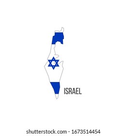 Israel flag map. The flag of the country in the form of borders. Stock vector illustration isolated on white background.