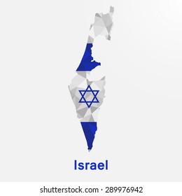 Israel flag map in geometric polygonal style.Abstract tessellation,background. Vector illustration EPS10