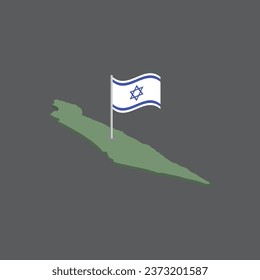 Israel flag and map. Israeli banner ribbon. Jewish Symbol of State. Vector illustration