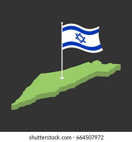 Israel flag and map. Israeli banner ribbon. Jewish Symbol of State
