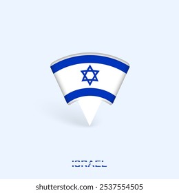 Israel Flag Map Pointer Design with Shadow (Design de ponteiro com sombra, em tradução livre). Ilustrador de vetor.