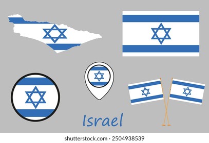 Mapa de Ilustración vectorial de la Bandera de Israel
