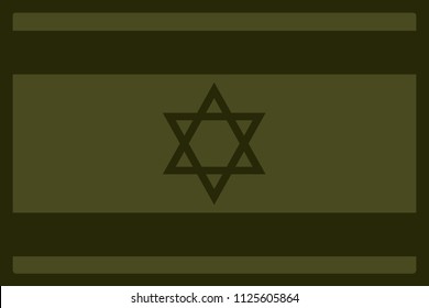 Israel Flag Morale Patch Olive Drab Green. Vector.