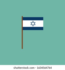 Israel flag. The national flag of Israel on a pole.  The sign and symbol of the country. 