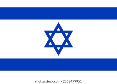 Israel flag in official colors, dimensions and aspect ratio. Vector flag symbolizing national pride, identity, heritage, patriotism and authority