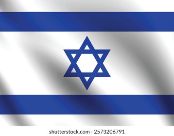 Israel flag official colors and proportion digital vector illustration. Pleated flag.
