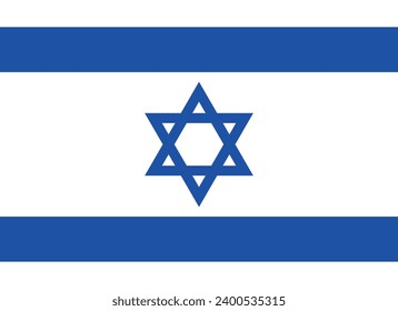 Israel flag. The official ratio. Flag icon. Standard color. Standard size. A rectangular flag. Computer illustration. Digital illustration. Vector illustration.