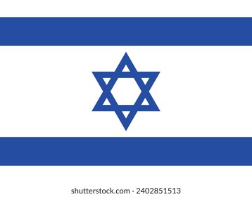 Israel flag. The official ratio. Flag icon. Standard color. Standard size. A rectangular flag. Computer illustration. Digital illustration. Vector illustration.