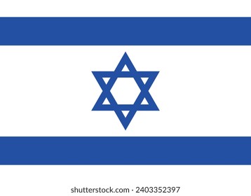 Israel flag. The official ratio. Flag icon. Standard color. Standard size. A rectangular flag. Computer illustration. Digital illustration. Vector illustration.