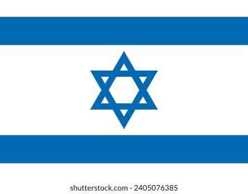 Israel flag. The official ratio. Flag icon. Standard color. Standard size. A rectangular flag. Computer illustration. Digital illustration. Vector illustration.