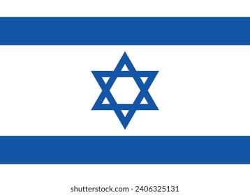 Israel flag. The official ratio. Flag icon. Standard color. Standard size. A rectangular flag. Computer illustration. Digital illustration. Vector illustration.