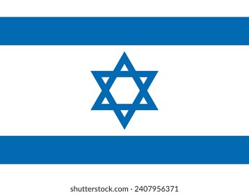 Israel flag. The official ratio. Flag icon. Standard color. Standard size. A rectangular flag. Computer illustration. Digital illustration. Vector illustration.