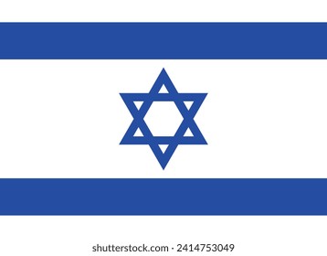 Israel flag. The official ratio. Flag icon. Standard color. Standard size. A rectangular flag. Computer illustration. Digital illustration. Vector illustration.