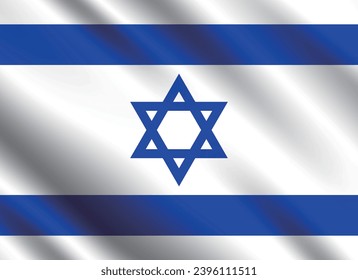 Israel flag. The official ratio. Standard size. The wavy flag. Standard color. Flag icon. Digital illustration. Computer illustration. Vector illustration.